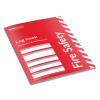 angled fire log book a4 with a red cover showing fire safety text and white striped border