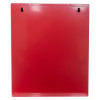 Back view of red metal document cabinet key lock showing smooth surface and mounting holes