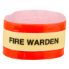 bright orange arm band with cream strip and black text fire warden from premium fire warden kit