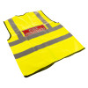Back view of premium fire warden kit high-visibility safety vest with reflective stripes and fire warden label