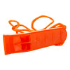 Orange whistle with lanyard included in premium fire warden kit viewed close up