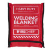 Red Hsfwbh101 Heavy Duty Welding Blanket 1X1 Front with black trim and white printed text and logos