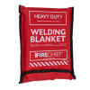 Red folded Hsfwbh101 Heavy Duty Welding Blankets 1X1 Side with white text and black trim edges