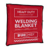 Red protective cover showing Hsfwbh202 Heavy Duty Welding Blankets 2X2 Side packaging with white text and black trim