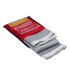 Hsfwbl101 Light Duty Welding Blanket folded and partially inside a red bag with white and yellow text shown at an angled view