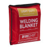 Red carrying case for Hsfwbl202 Light Duty Welding Blanket 2X2 Side with white and yellow text and black trim
