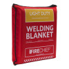 Hsfwbl203 Light Duty Welding Blanket 2X3 in its red protective storage pouch with product details visible