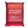 Hsfwbm101 Medium Duty Welding Blankets 1X1 Front view showing red packaging with white and orange text and black edges