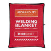 Hsfwbm102 Medium Duty Welding Blankets 1X2 front view showing red protective cover with white text and black edges