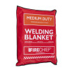 Red storage bag showing Hsfwbm202 Medium Duty Welding Blankets 2X2 Side product label and branding