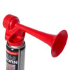 angled emergency gas horn with horn attached showing the red horn and part of the canister
