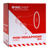 mini megaphone in its red and white branded box with product name and logo visible on the packaging