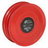 Red 19mm fixed fire hose reel shown from front angled view with visible label in the centre