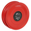 19mm fixed automatic hose reel with hose shown from the front with red casing and labelled centre panel
