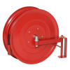 19mm swinging automatic hose reel with hose shown from the back in red with mounting bracket visible