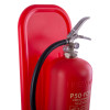 Close up top view of red single stand red showing its upper part and attached hose handle