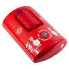 Red howler site alaert device photographed from an angled view showing button and light details