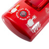 Closeup detail of the howler site alaert showing the push switch and fire alarm symbols on a red surface