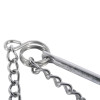 Close-up of the chain attached to the keybox with hammer and chain showing metal links and part of the hammer handle