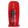 co2 extinguisher strap securing a red fire extinguisher on a red stand against a white background