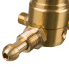 Closeup of a brass nitrogen regulator with hose connector showing threaded and smooth parts