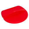 Front view of a bright red plastic fire bucket lid with a built-in handle for easy lifting