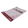 Angled view of a health and safety poster a2 showing text and images on a pale pink background with a red border