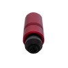 Side view of a red pump gauge tester showing the black nozzle attachment