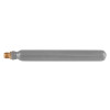 Front view of a grey co2 75g pvc coated cartridge with a brass threaded tip isolated on a white background