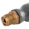 Close-up of the threaded end of a co2 75g pvc coated cartridge showing metal threading and hexagonal nut