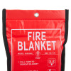 Firechief economy fire blanket in red packaging shown from the top with printed instructions and label