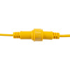 Yellow connection piece from a hispec site light linkable festoon kit 50m showing close up detail