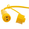 Link connector from hispec site light linkable festoon kit 50m showing yellow cable and plug parts