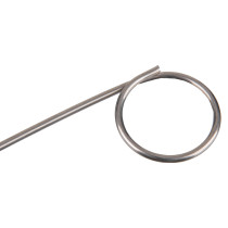 Closeup of a single metal safety pin from the standard fire extinguisher safety pins 50 pack showing the circular ring and straight pin end