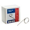 box of 50 standard safety pins with a white box showing quantity and re-order code alongside one loose pin