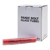 Box for panic bolt glass tubes with one red glass tube wrapped in plastic in front