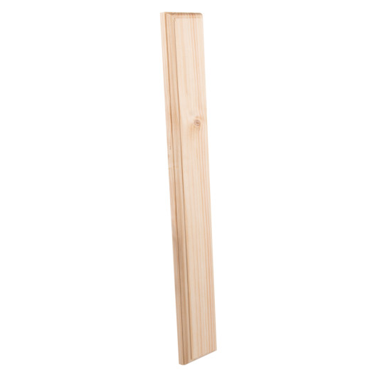 Angled view of a smooth wooden backboard with natural grain and a light wood colour