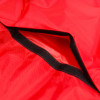 Close-up of fastening detail on wheeled fire extinguisher cover 100kg made of red fabric