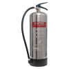 Front view of the firechief 9l water extinguisher showing the label and hose attached to the top