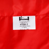 Label on a bright red evacuation sheet for active mattress air mattress with product code and contact details