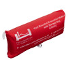 angled view of a red wall mounted storage bag labelled evacuation sledge with storage bag from harvest healthcare