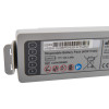 Closeup of the battery label on a semi automatic defibrillator showing battery type and safety symbols