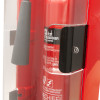Close up of the latch on the jo bird single fire extinguisher cabinet showing the locking mechanism