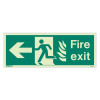 nhs fire exit sign left size j rp showing a green sign with a running figure and arrow pointing left with fire exit text