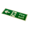 Fire exit sign rigid plastic left side T with arrow pointing left and running figure shown at an angle