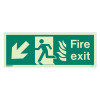 Front view of nhs fire exit sign dl size j rp showing running figure and arrow pointing down left