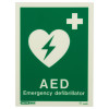 aed location sign showing a heart with a lightning bolt and a cross with the text AED Emergency defibrillator