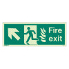 nhs fire exit sign ul size j rp showing front view with running figure arrow and fire exit text on green background