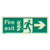 nhs fire exit sign right size k rp showing the front view with running man and arrow pointing right on green background