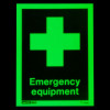 Image of Js4362Dr Jalite Photoluminescent Emergency Equipment Location Sign glowing green in the dark